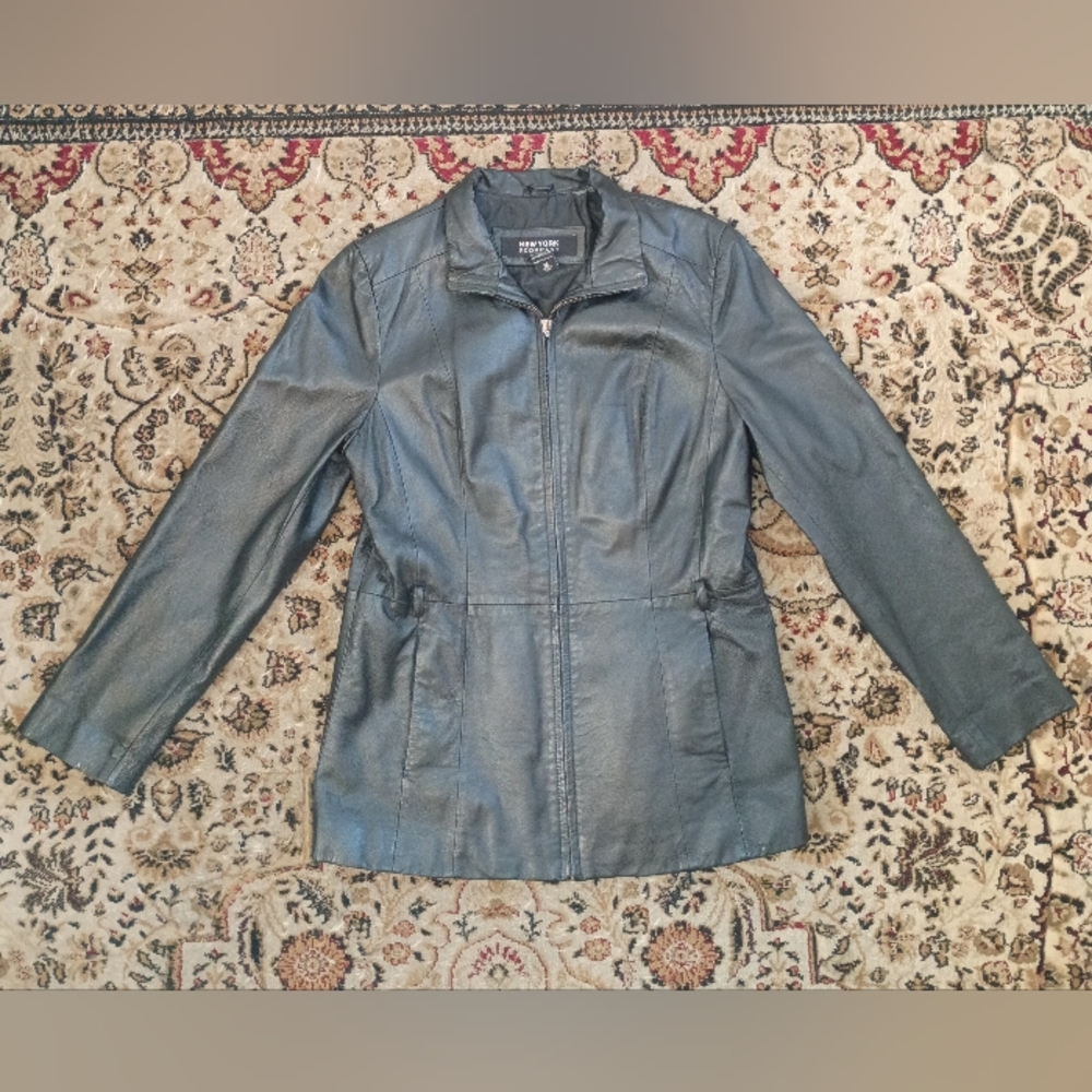 NEW YORK COMPANY Women's Black Leather Jacket Medium Long Sleeve